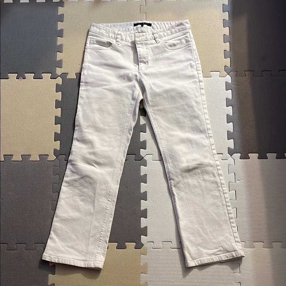 Theory Women's White Jeans with slight flare, cropped